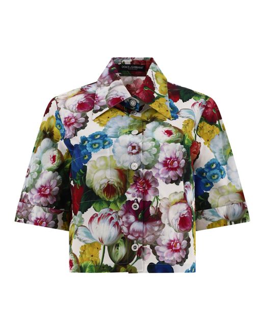 Dolce & Gabbana Multicolor Hemd mit nächtlichem Blütendruck