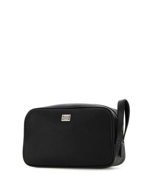 Dolce & Gabbana Black Leather Beauty Case for men