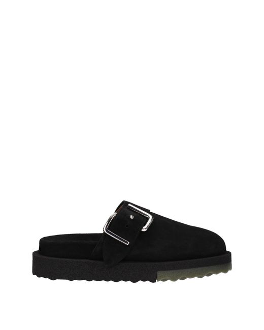 Off-White c/o Virgil Abloh Gebroken Witte Slippers En Hoeven Mannen Suède Zwart in het Black voor heren