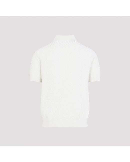 Brioni White Cotton And Silk Polo