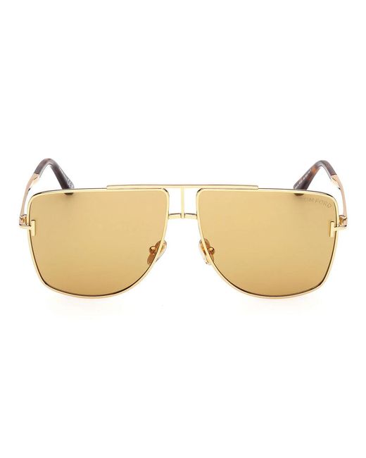 Tom Ford Sunglasses Ft1307 30 E Eliott Gold/brown Unisex in het Natural