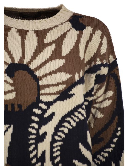 Weekend by Maxmara Black Wkdcelebre Patterned Cotton Crew Neck