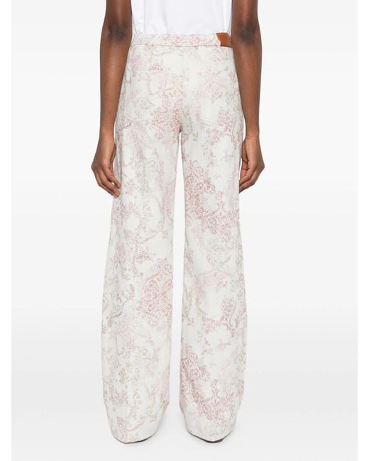 Forte_forte White Pants 5 Tasche Vita Alta Denim"Nontiscordardime"