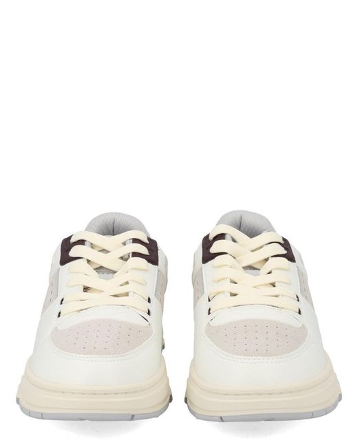 HUGO White Solid Lace-Up Sneakers for men
