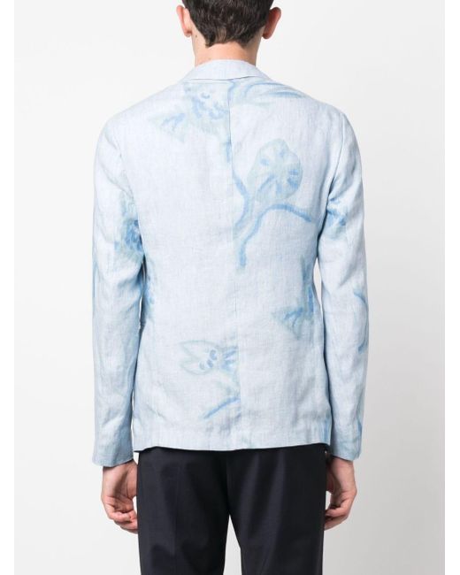 Eclat Jewels Blue Printed Single Breasted Jacket for men