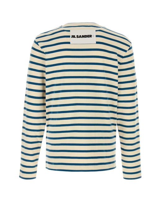 Jil Sander Green Striped T-Shirt for men