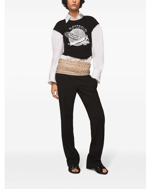 Stella McCartney Black Crystal-Embellished Wool Trousers