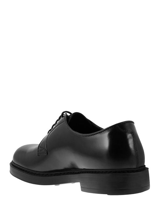 Doucal's Black Leather Derby Lace Up for men