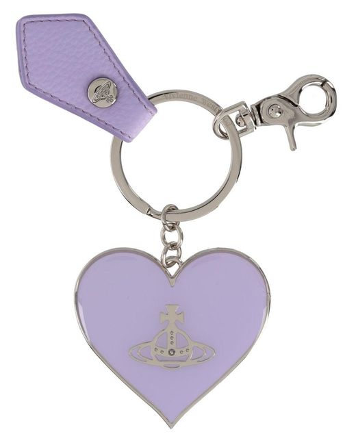 Vivienne Westwood Purple "Mirror Heart" Keychain