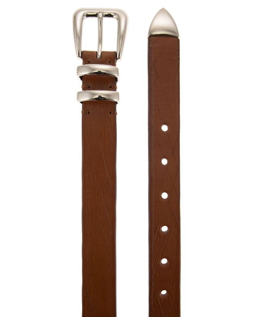 En cuir gratté ceinture avec pointe Brunello Cucinelli pour homme en coloris Brown