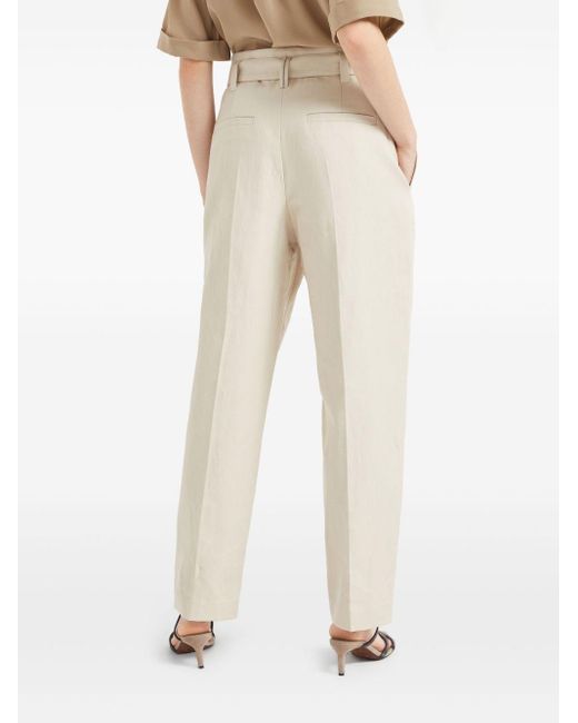 Brunello Cucinelli White Canvas Trousers With Shiny Details
