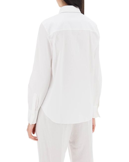 Brunello Cucinelli White Hemd mit glänzendem Kragen