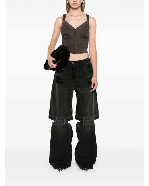 The Attico Black Lunghi High Rise Wide Leg Jeans