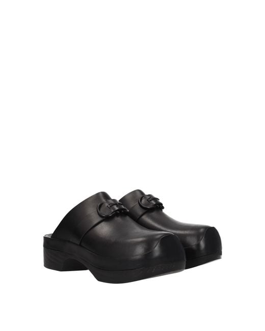 Ferragamo Black Ciabatte E Zoccoli Nope Donna Pelle Nero