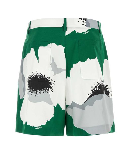 Valentino Garavani Green Printed Cotton Bermuda Shorts for men