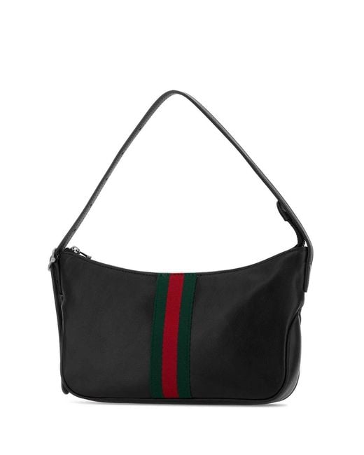 Gucci Black Dark Leather Small Lunetta Shoulder Bag