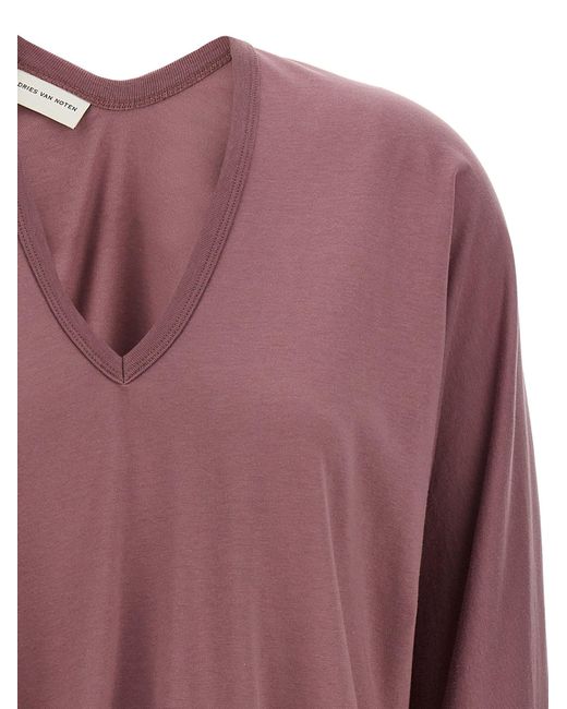 Dries Van Noten Droogt Van Noten 'hena Bis' T -shirt in het Pink