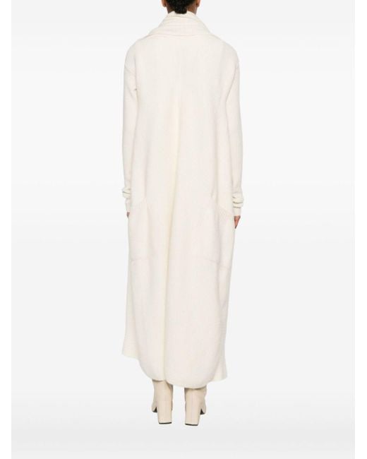 Rick Owens White Strickte lange Strickjacke