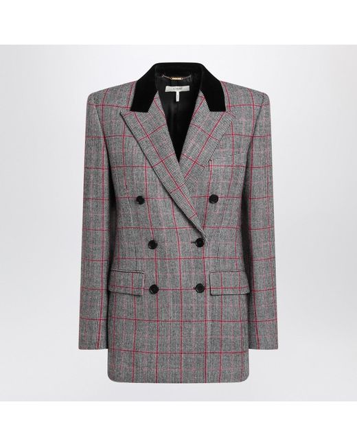 Chloé Gray Checkered Double-Breasted Blazer
