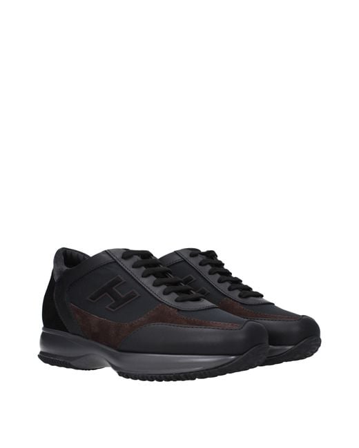 Hogan Blue Sneakers Interactive Uomo Tessuto Nero/Marrone for men