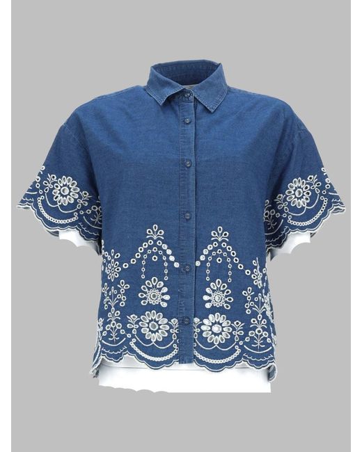 Mc2 Saint Barth Blue Clementine Chambray Shirt For