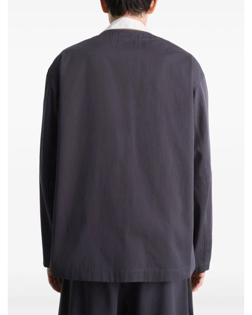 Lemaire Blue Collarless Overshirt