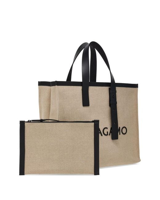 Ferragamo Natural Logo Canvas Tote for men