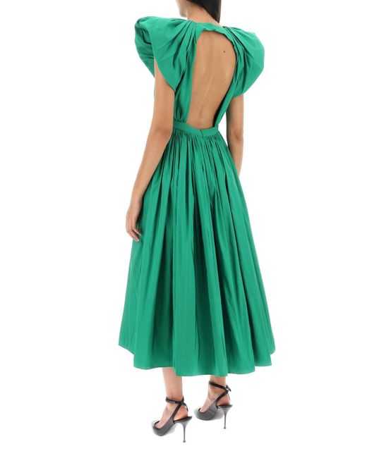 Plisado el vestido midi abierto Alexander McQueen de color Green