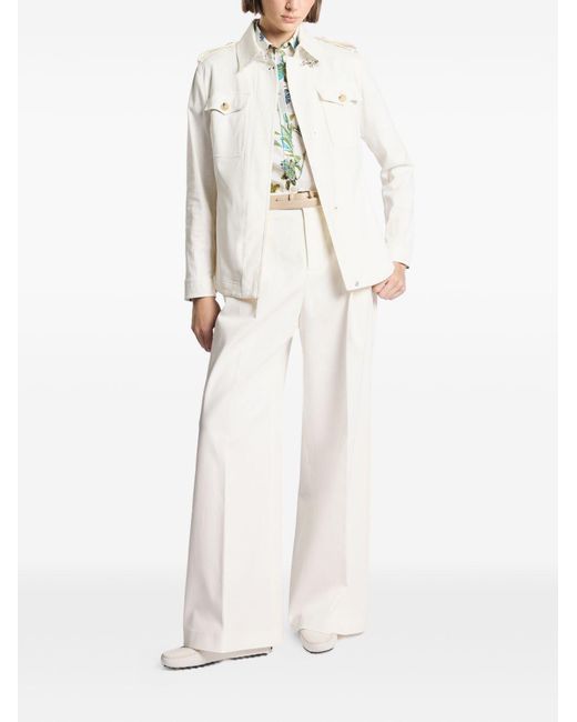 Fay White Cotton Shirt Jacket