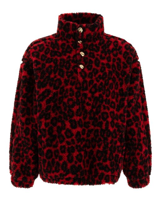 Alexander McQueen Alexander MC Königin Leopard Print Fleece Jacke in Red für Herren