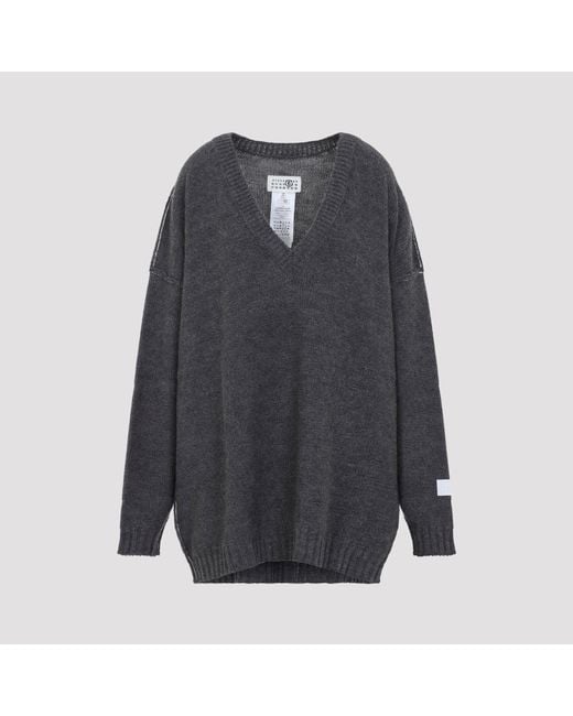 MM6 by Maison Margiela Blue V Neck Sweater