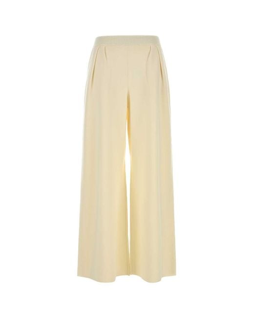 Max Mara White Ivoryy Wool Wide-leg Bora Pant