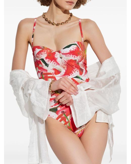Tory Burch Red Badeanzug Mit Blumenmuster