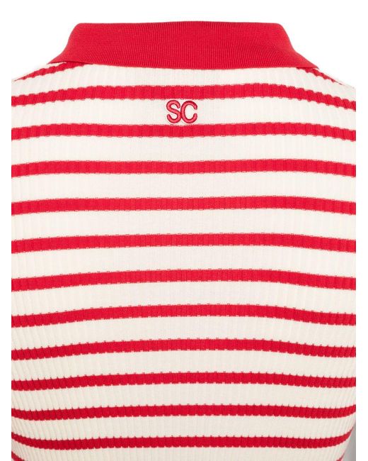 Semicouture Red Aida Striped Cotton Polo Shirt