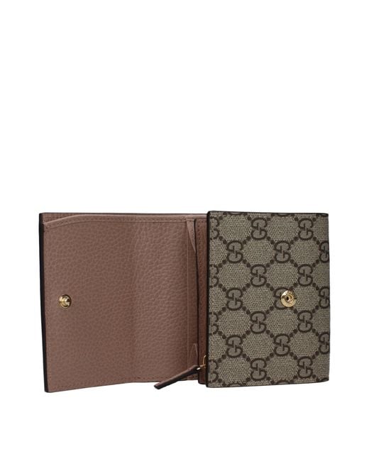 Billeteras de tela beige/beige ligero Gucci de color Brown