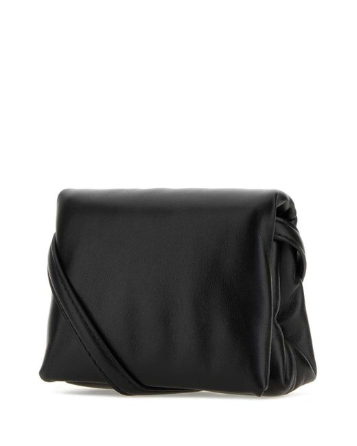 Marni Black Leather Mini Prisma Clutch