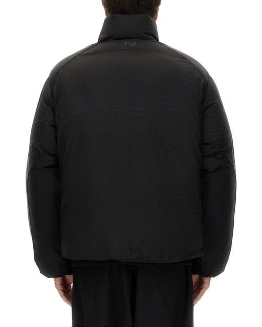 Y-3 Black Quilted Padded Jacket With Oversized Silhouette for men