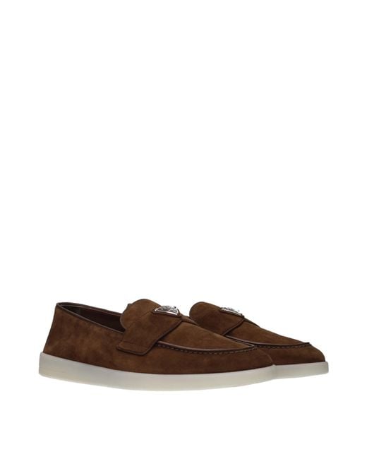 Prada Brown Suede Moccasins/Cocoa