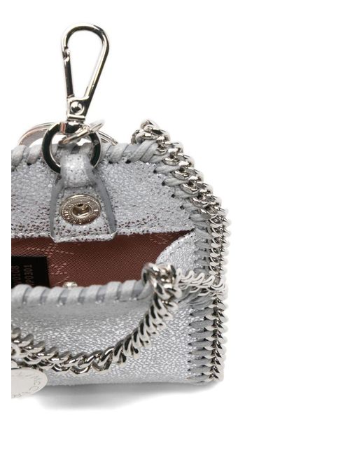 Stella McCartney White Falabella Airpods Case Keychain Small Leather Goods Silver