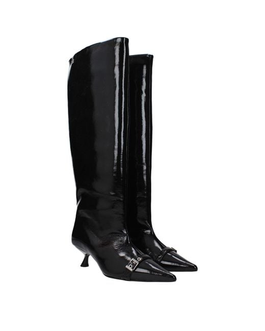 Ganni Black Boots Paint