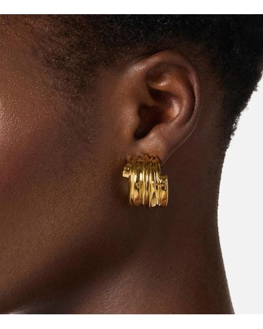 Elisabetta Franchi Metallic Logo Earrings