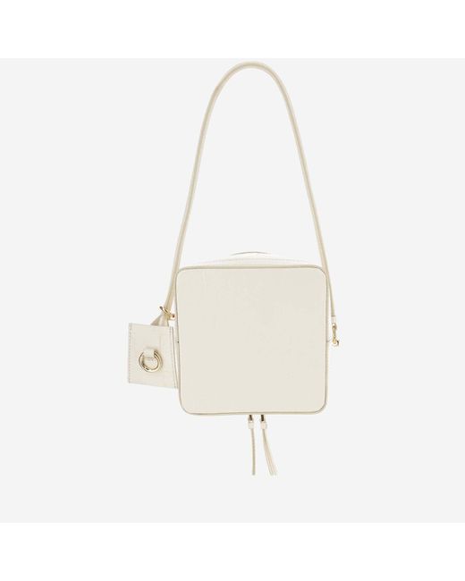 Jacquemus White Crocodile-Embossed Leather Vanity Bag