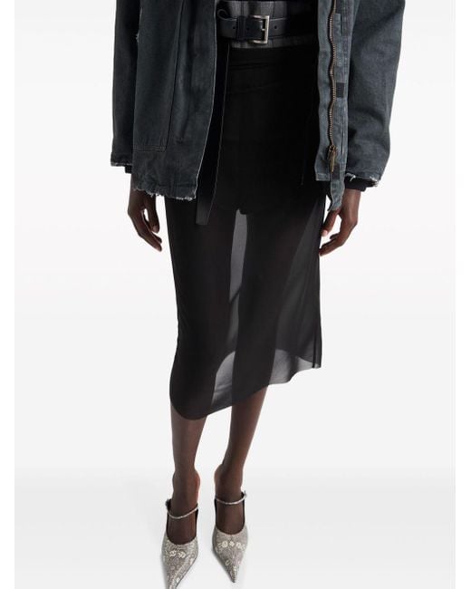 Prada Black Georgette Midi Skirt