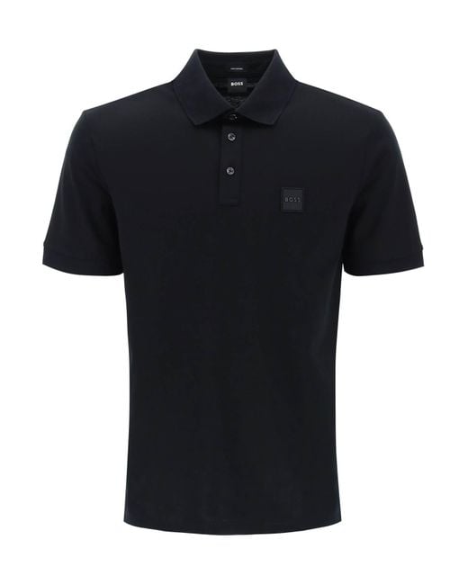 Cotton Jersey Polo Shirt di Boss in Black da Uomo