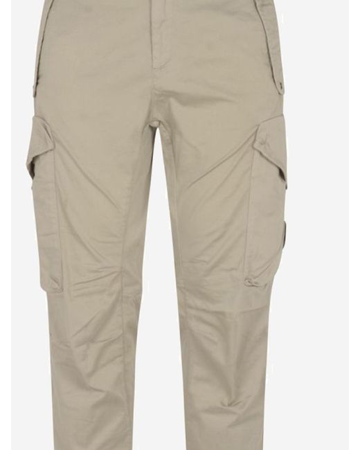 C P Company Stretch Satin Utility Cargo Pants in het Natural voor heren