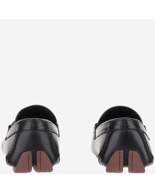 Ferragamo Black Gancini Ornamented Driver Loafers
