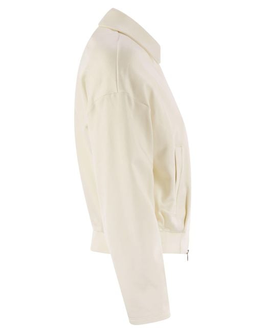 Max Mara Natural Argenta Cropped Silk And Cotton Sweatshirt