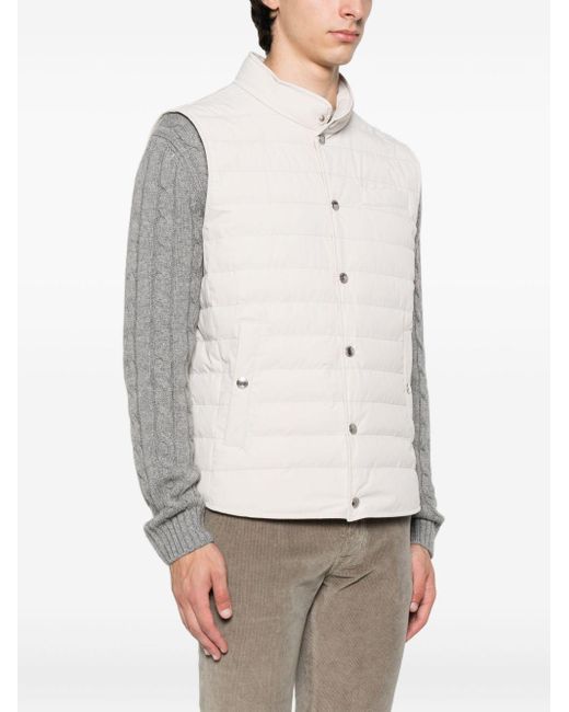 Brunello Cucinelli White Nylon Down Vest for men