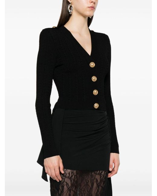 Cárdigan de cuello V Balmain de color Black