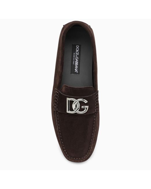 Dolce & Gabbana Brown Dolce&gabbana Suede Loafer With Logo for men